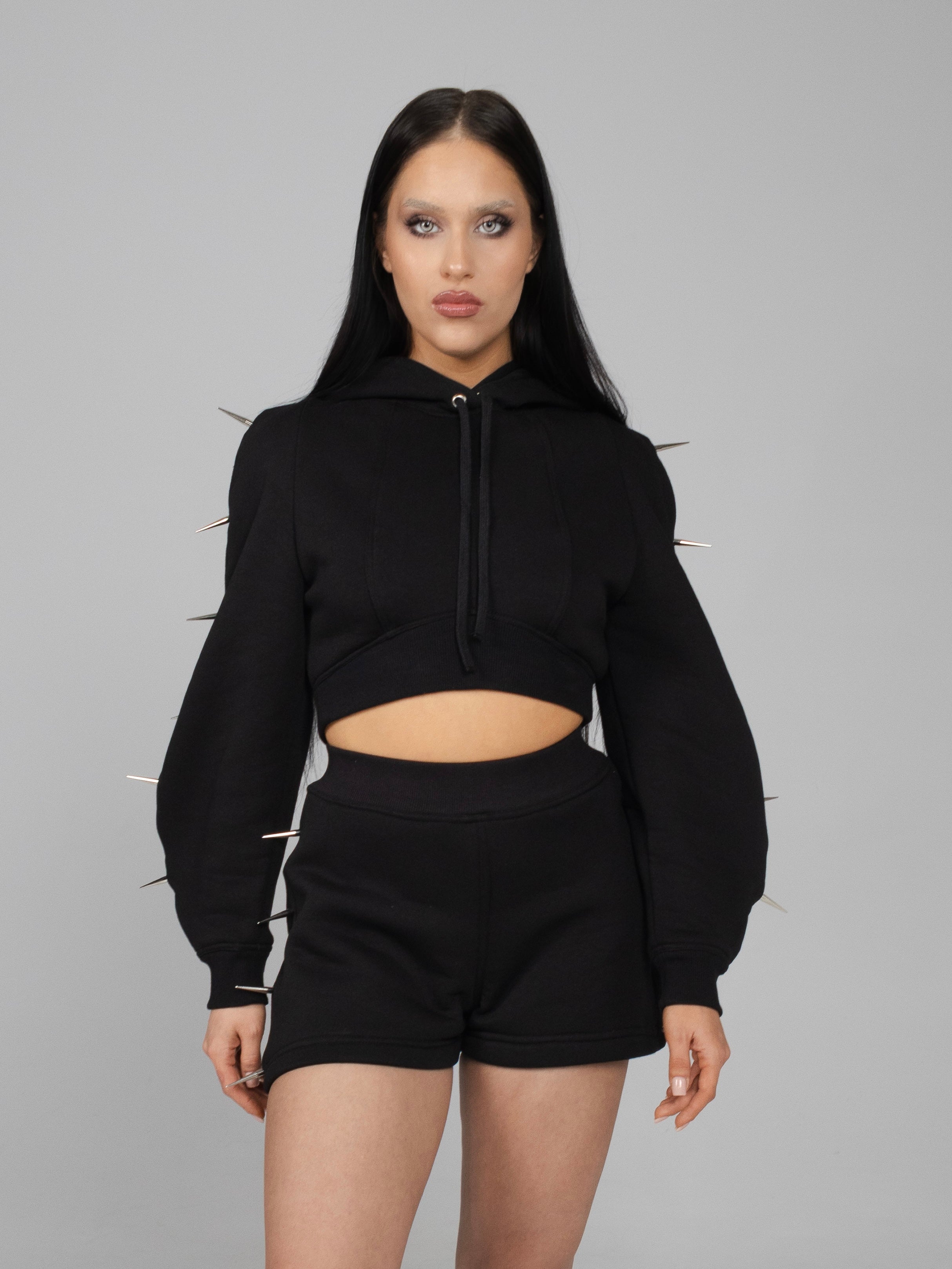 Hanorac cropped cu ținte