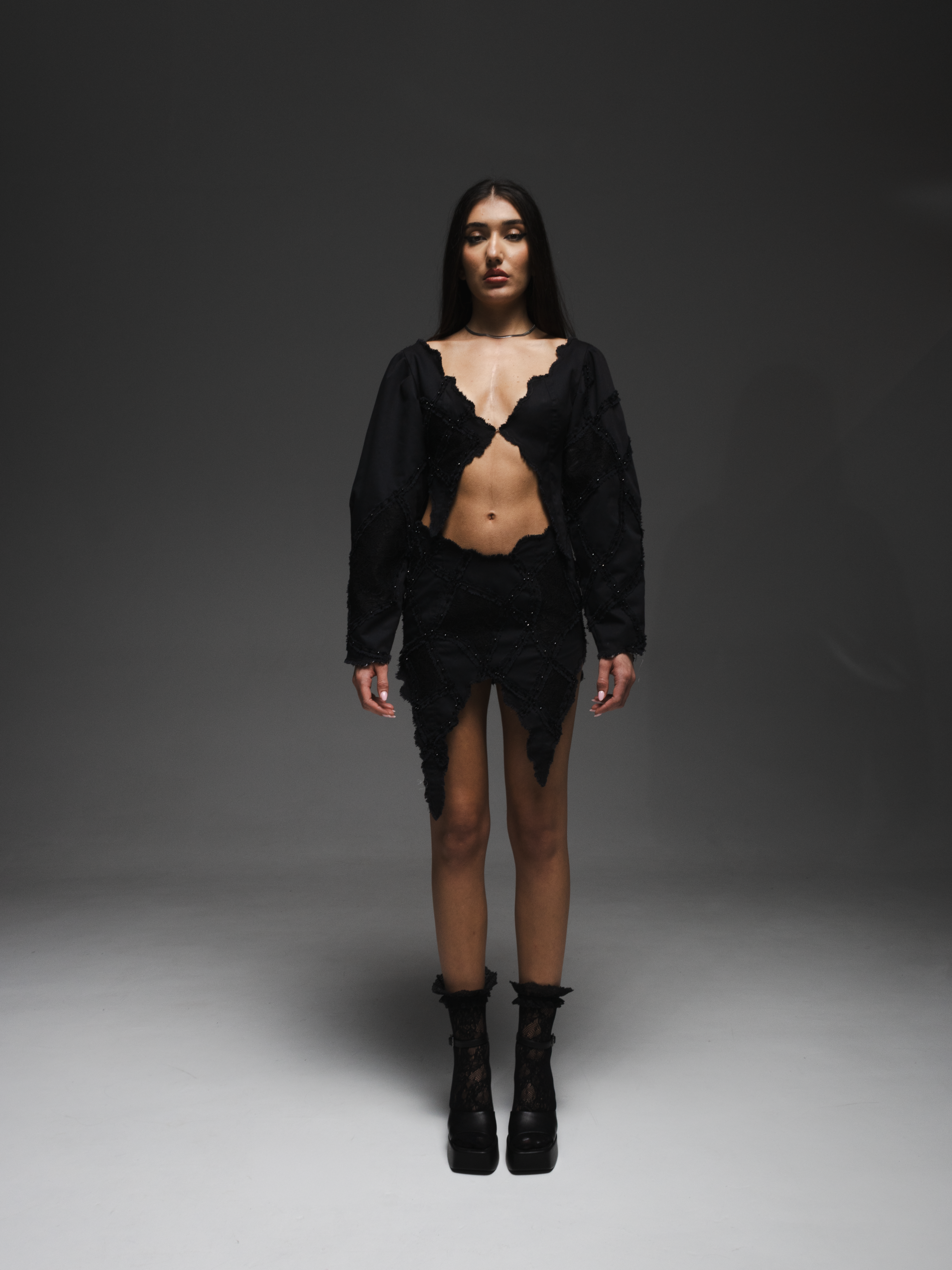 Bluză scurtă cu mâneci bufante