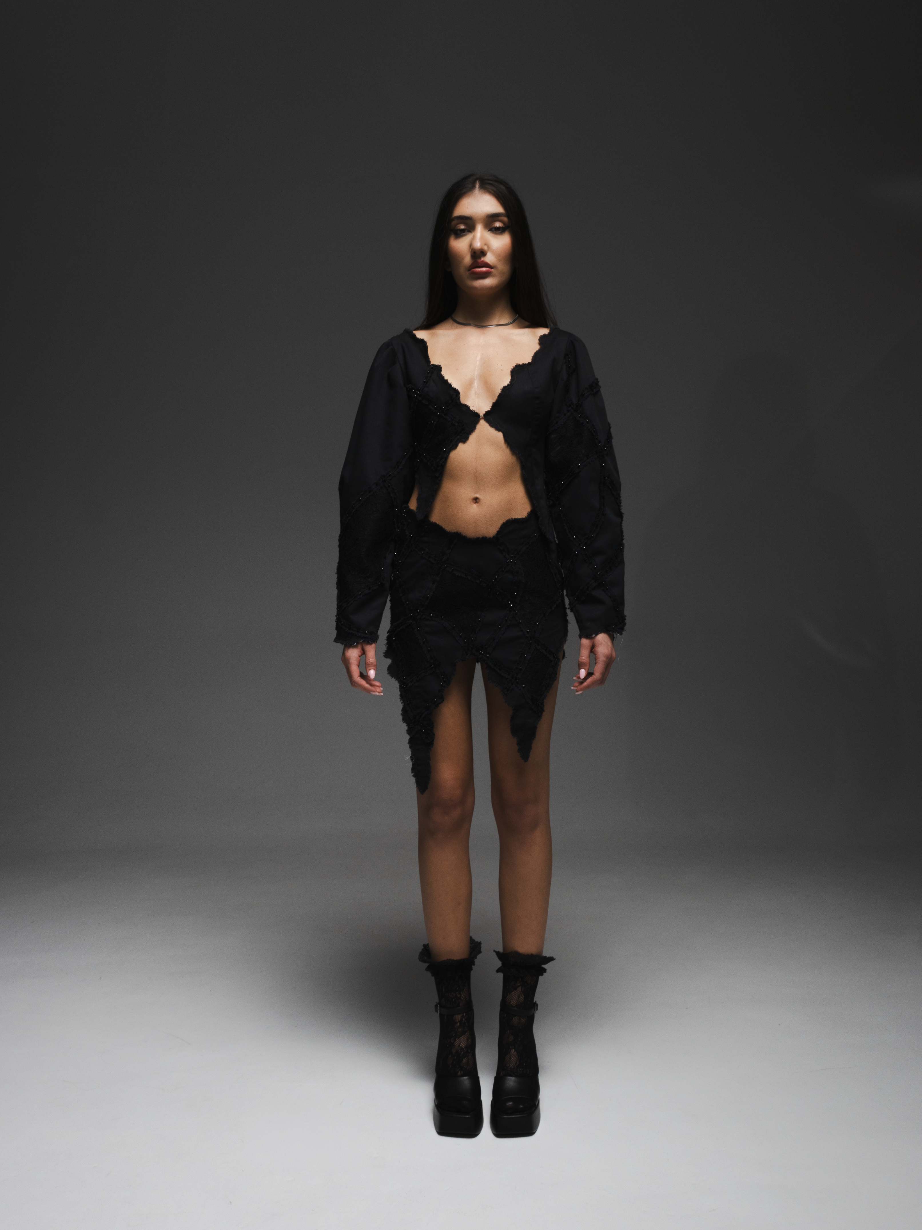 Fustă mini cu terminații neregulate