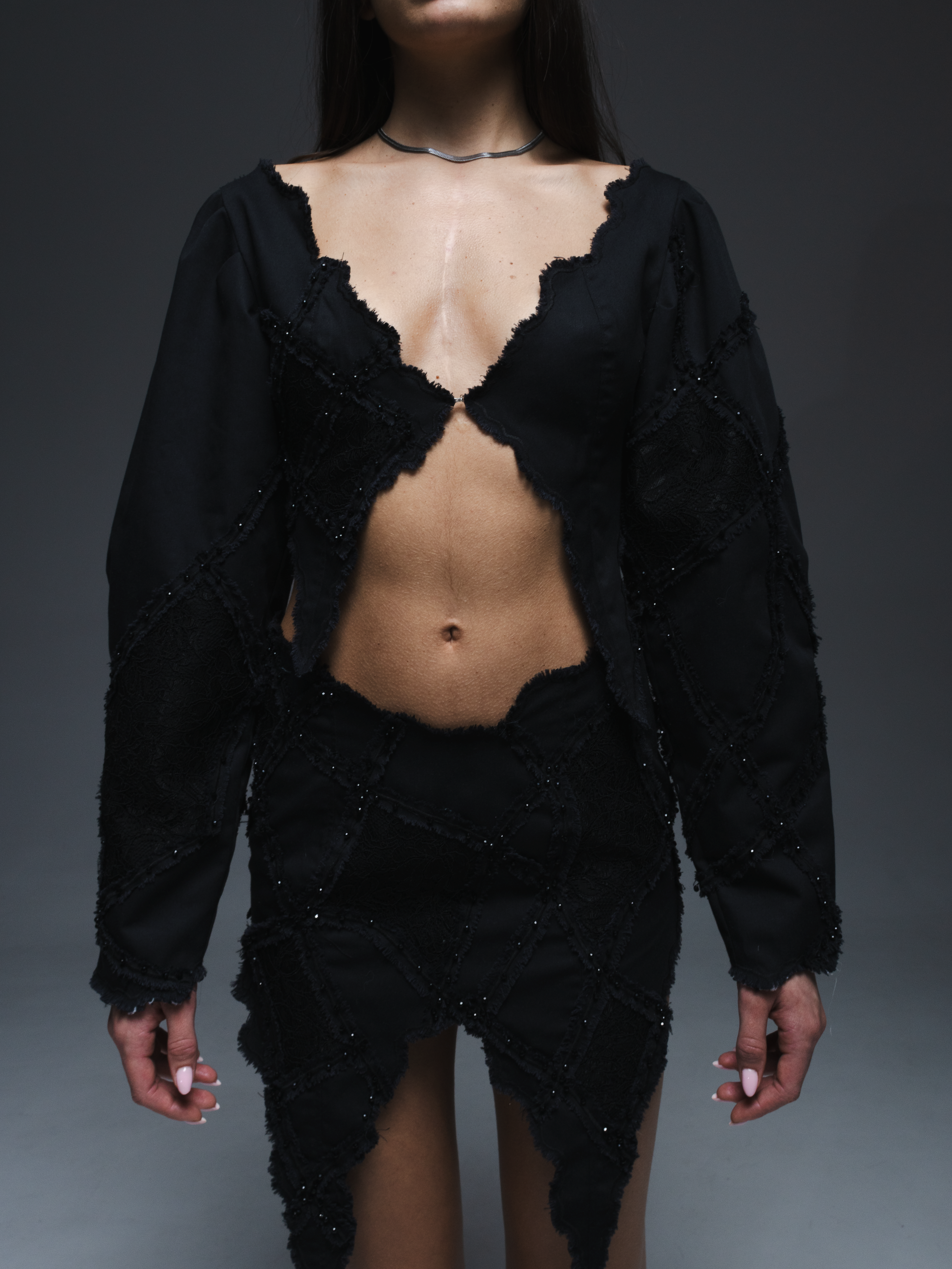 Bluză scurtă cu mâneci bufante