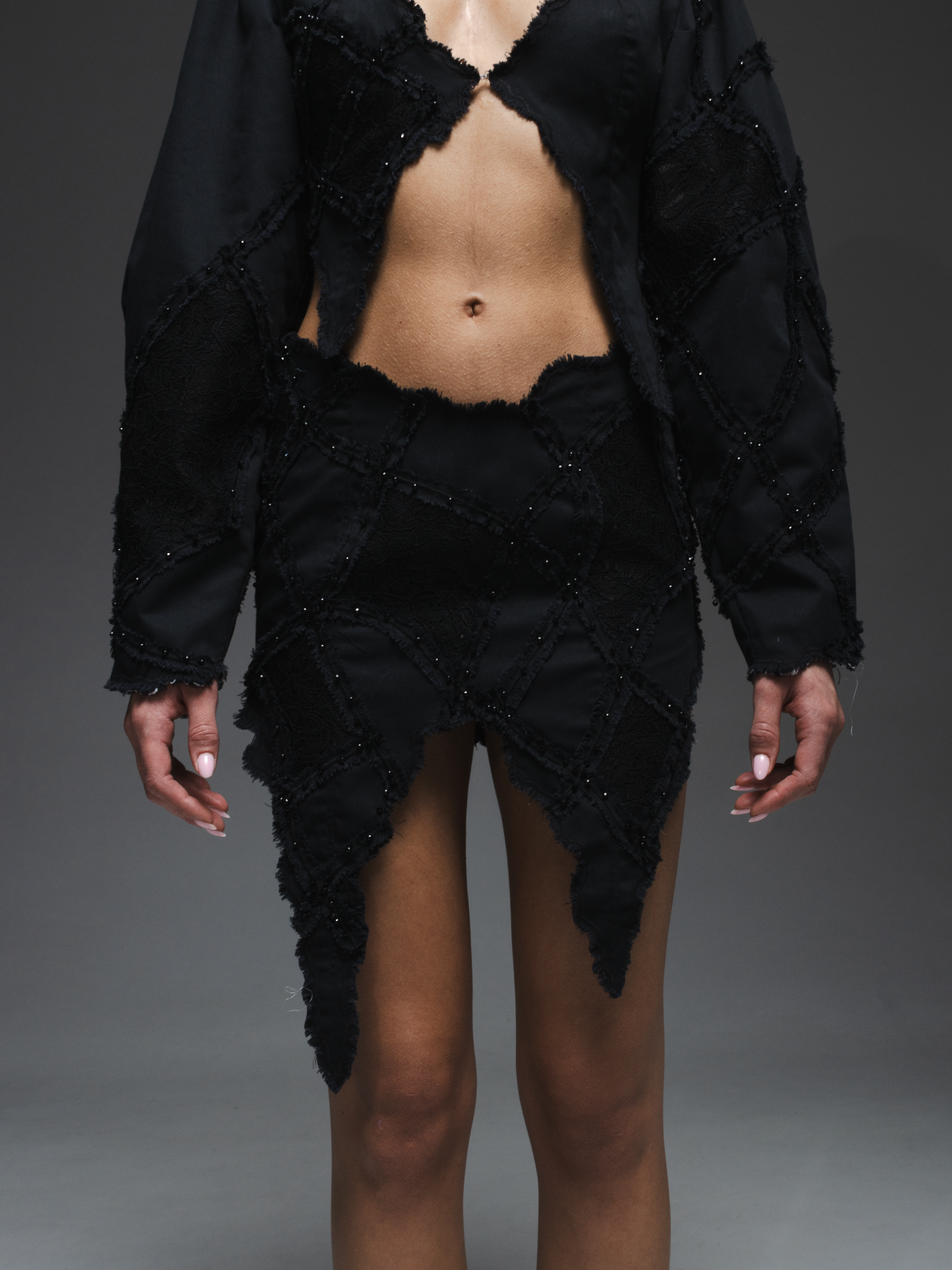 Fustă mini cu terminații neregulate