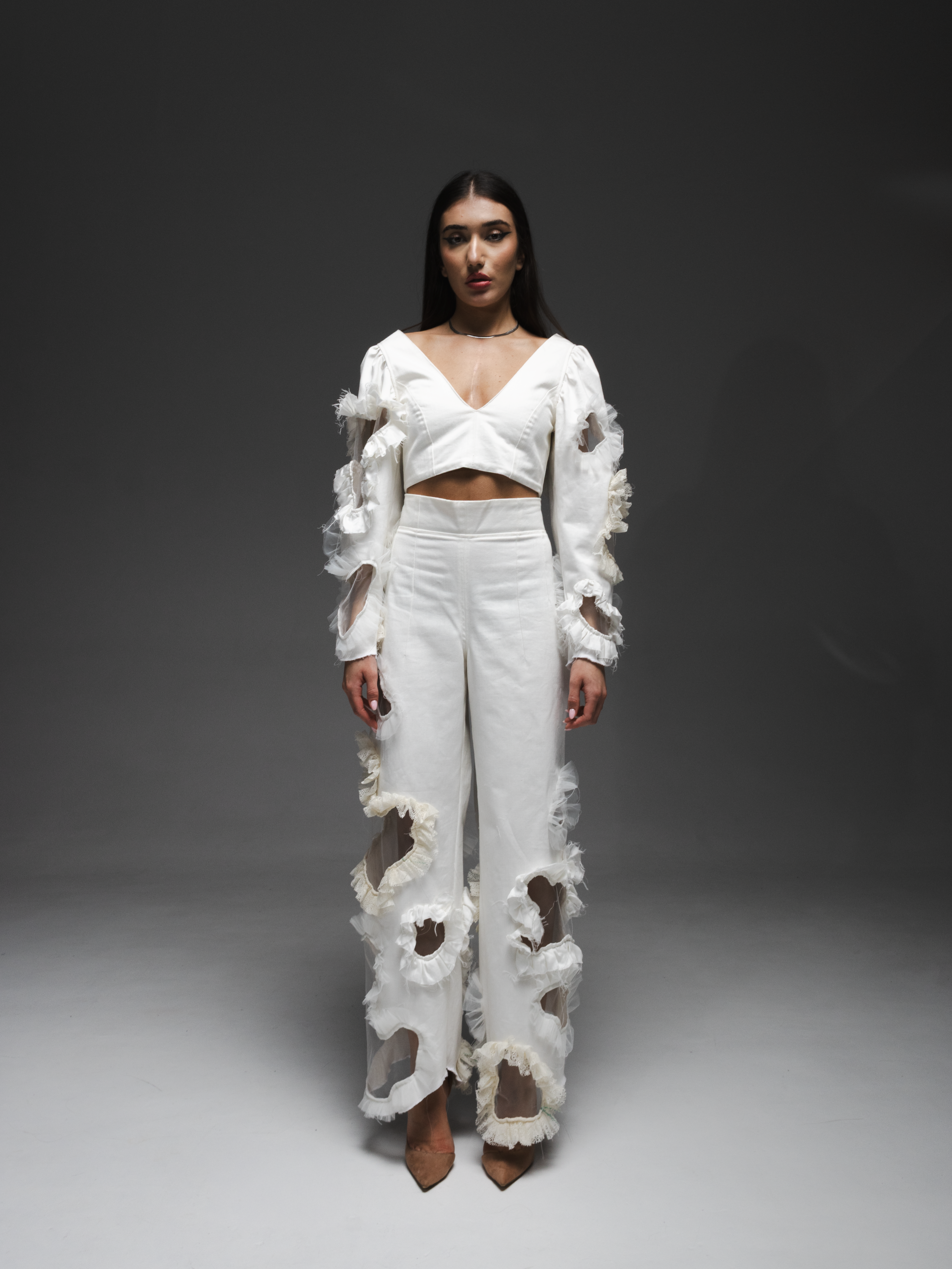 Pantaloni AMOEBA albi