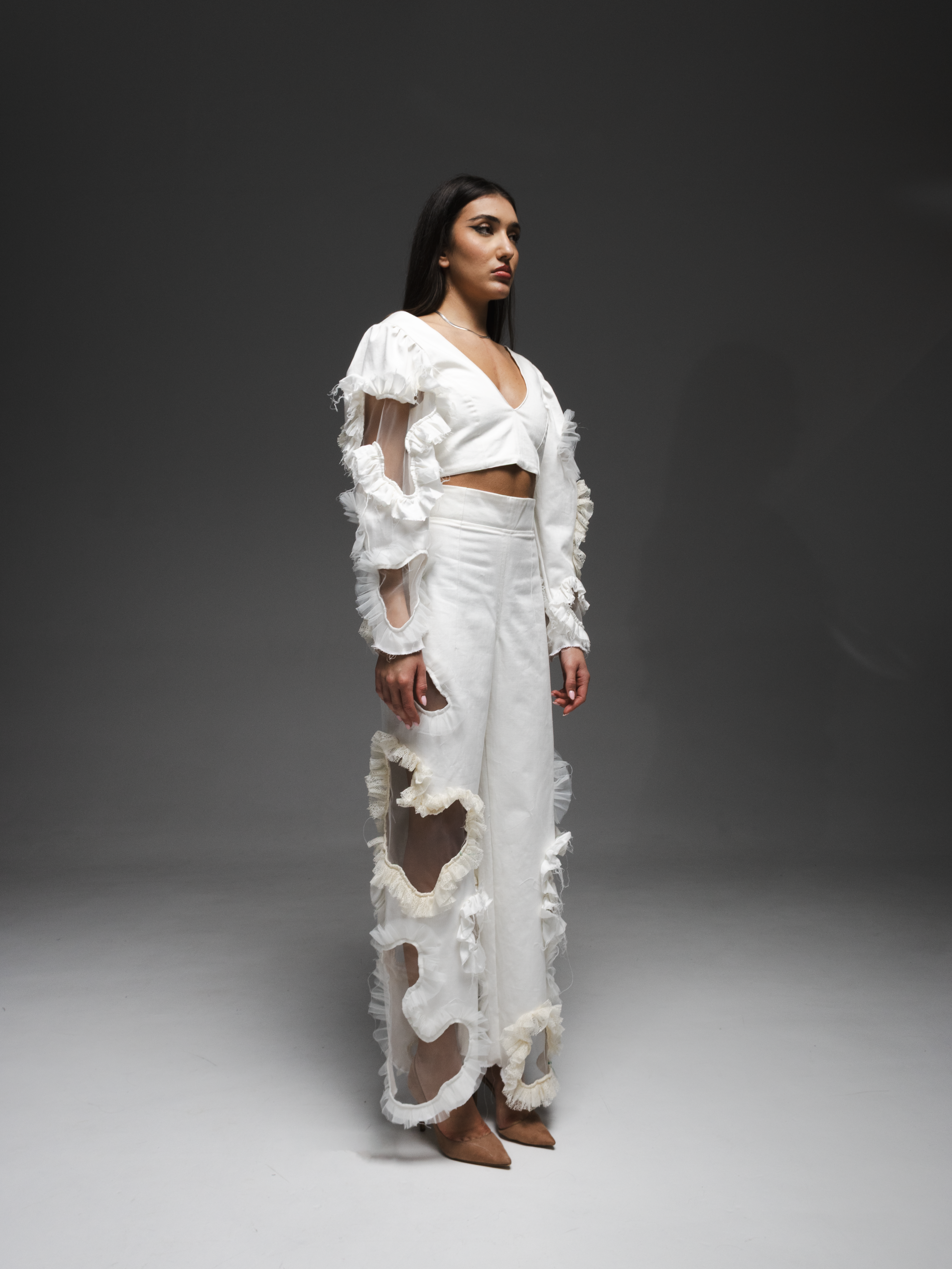 Pantaloni AMOEBA albi