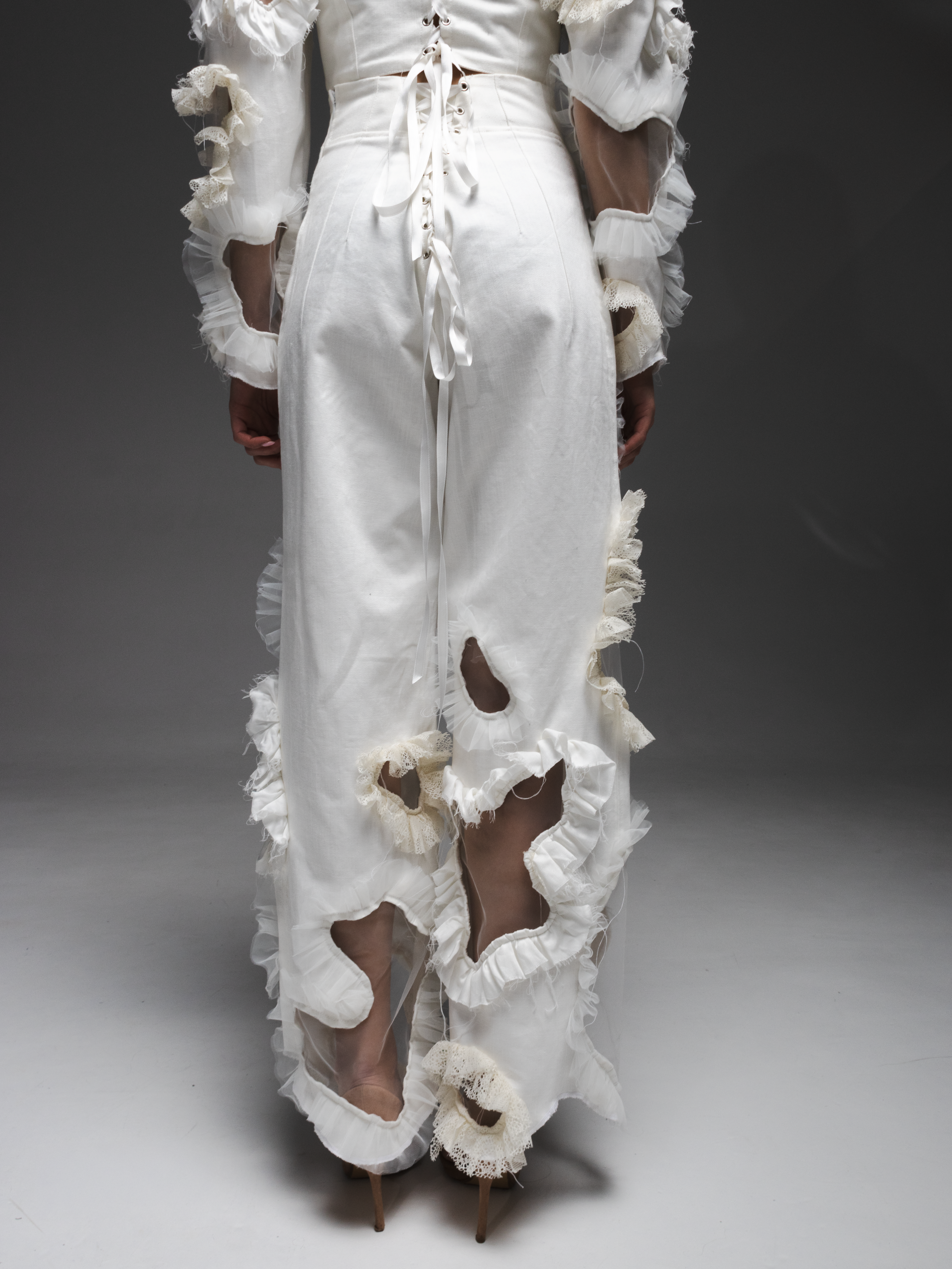 Pantaloni AMOEBA albi