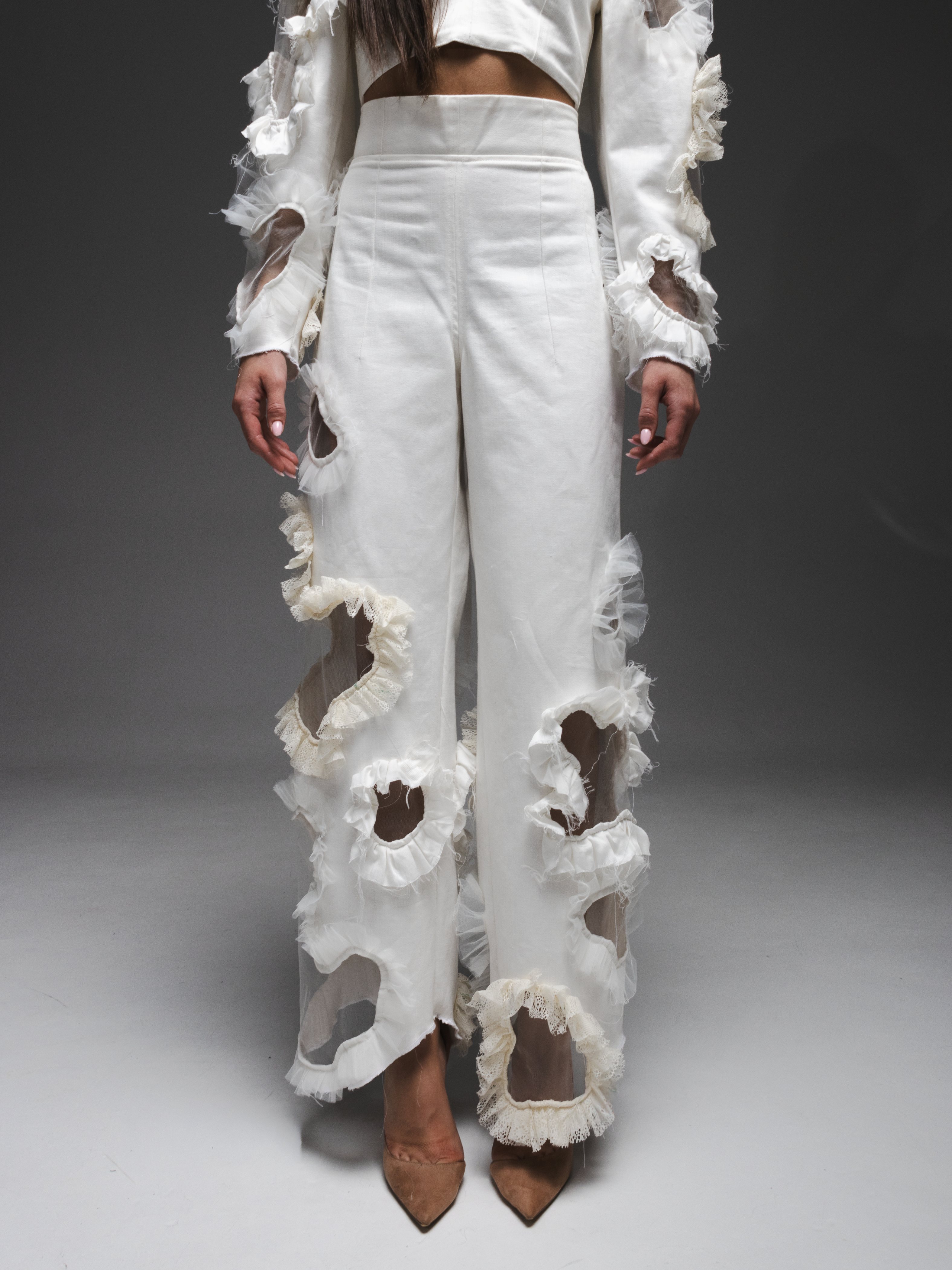 Pantaloni AMOEBA albi